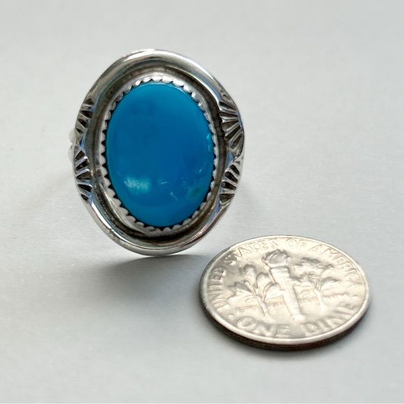 Vintage Clayton Tom Navajo Turquoise Sterling Silver Ring - Picture 13 of 15